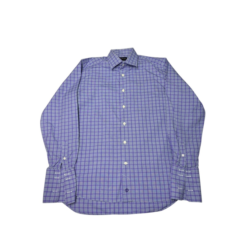 David Donahue Lavender and Purple Check Dress Shirt 15.5 34/35
